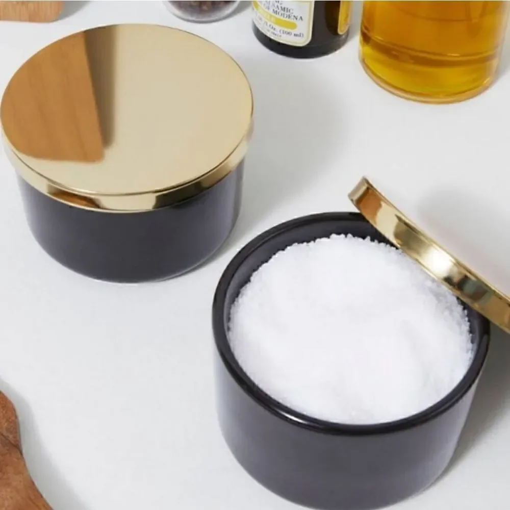 Z Gallerie Multi Use Storage Duo Cermic Canisters with Metal Lids